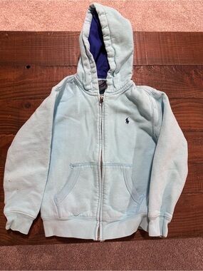 Turquoise Polo by Ralph Lauren Light Blue Kids Hooded Zip-Up Sweatshirt